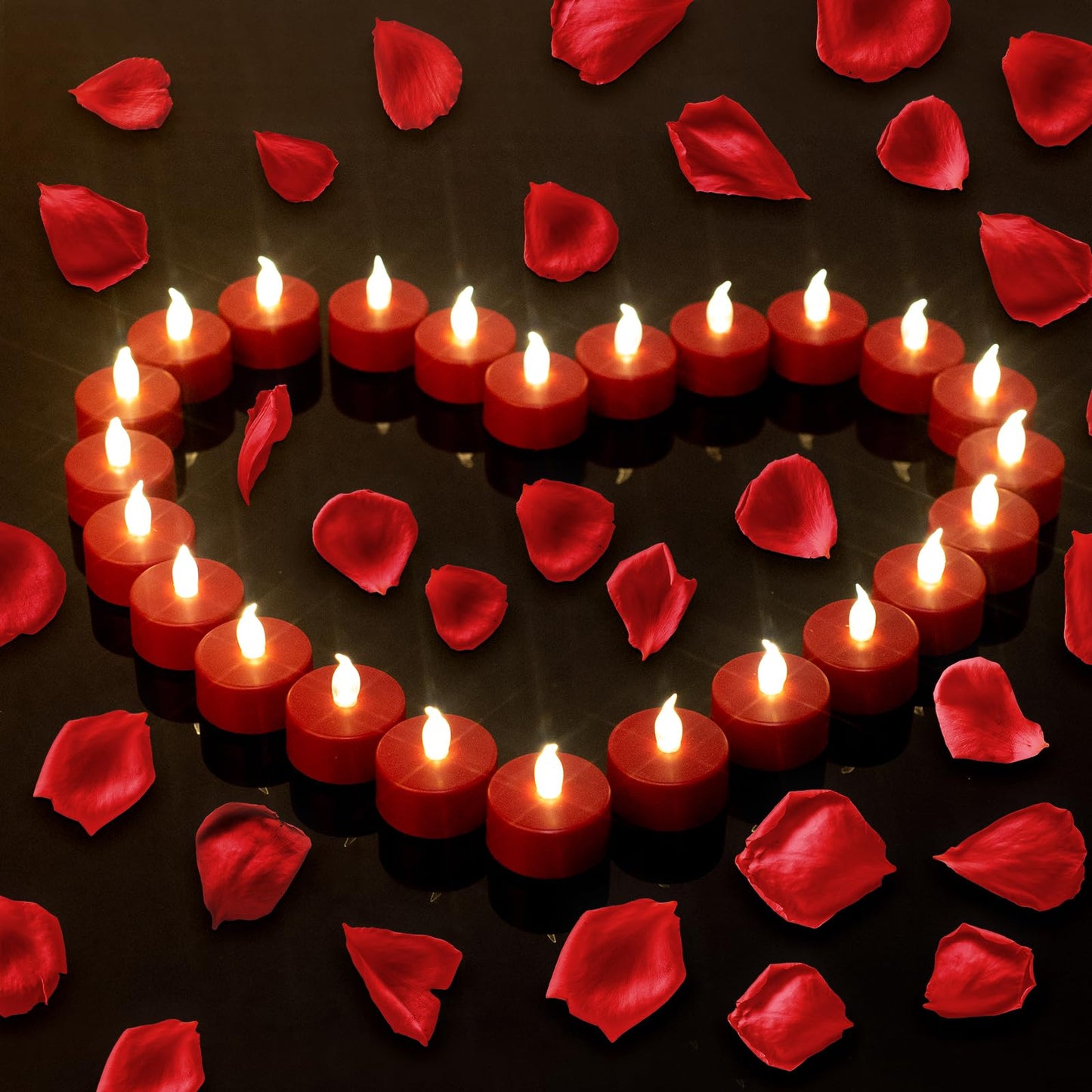 Hanzim LED Tea Lights Candles- 50PACK Red Flameless Candles Realistic and Bright Flickering Long Lasting 200Hours for Holiday Celebration,Party, Home Decoration,Battery Operated