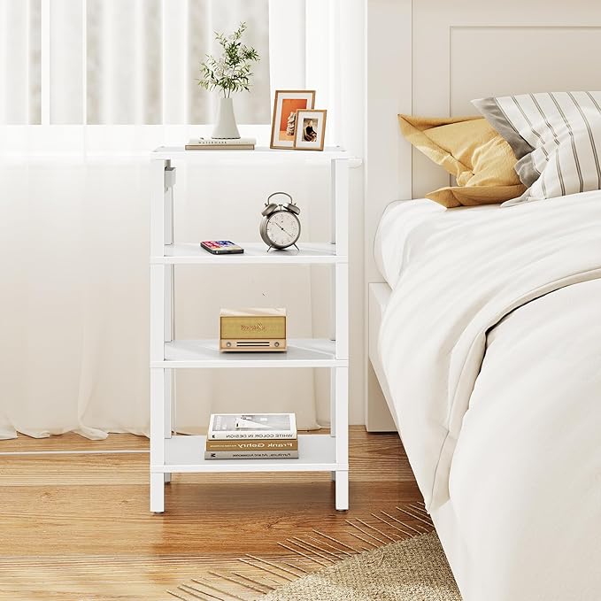 TUTOTAK Narrow Side Table with Charging Station, Small End Table with USB Ports