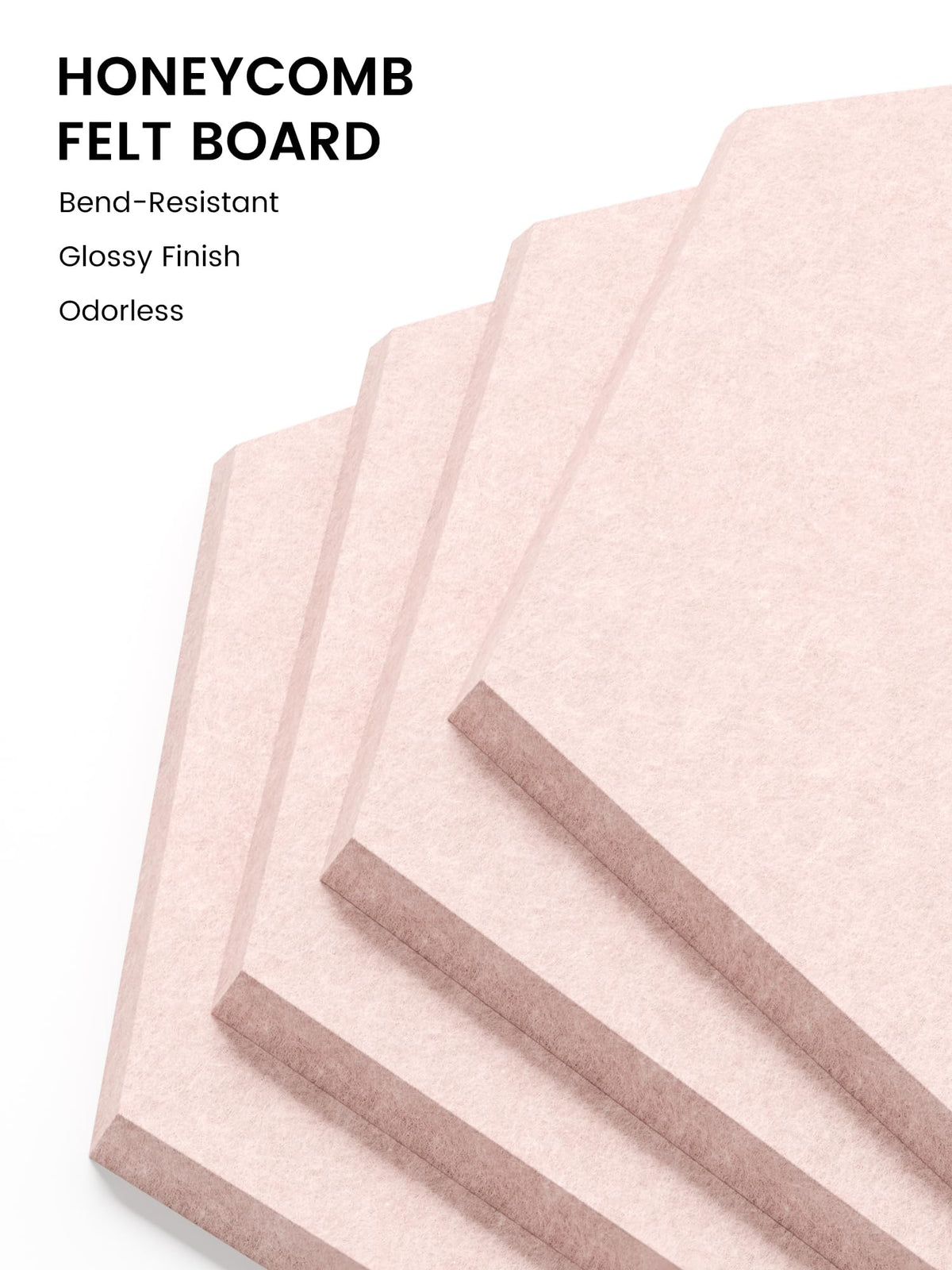 Fluxynara Hexagon Cork Board Alternative for Walls Decor-12-Pack Felt Bulletin Board Tiles,with 30 Pushpins,70 Adhesive Tabs for Office,Classrooms & Home Pin Board Felt Board-Pink