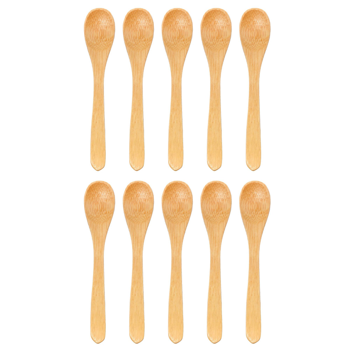 BambooMN Bamboo Serving Spoons, Mini Salt Sugar Spoon, Tiny Wooden Spoons for Spices, Carbonized Brown Round Head 4.3", 10 Pieces