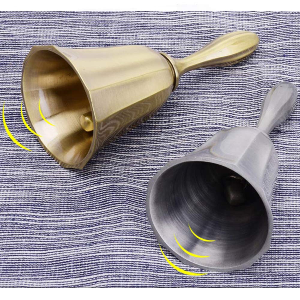 (None) Reception Dinner Hotel Classroom Bell Gold Silver for Adults hand bell for seniors Kid Counter Hall Table hand bell loud bells for adults (gold)