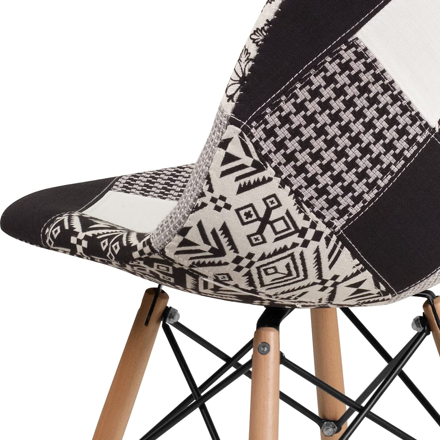 Flash Furniture Elon Series Turin Patchwork Fabric Chair with Wooden Legs