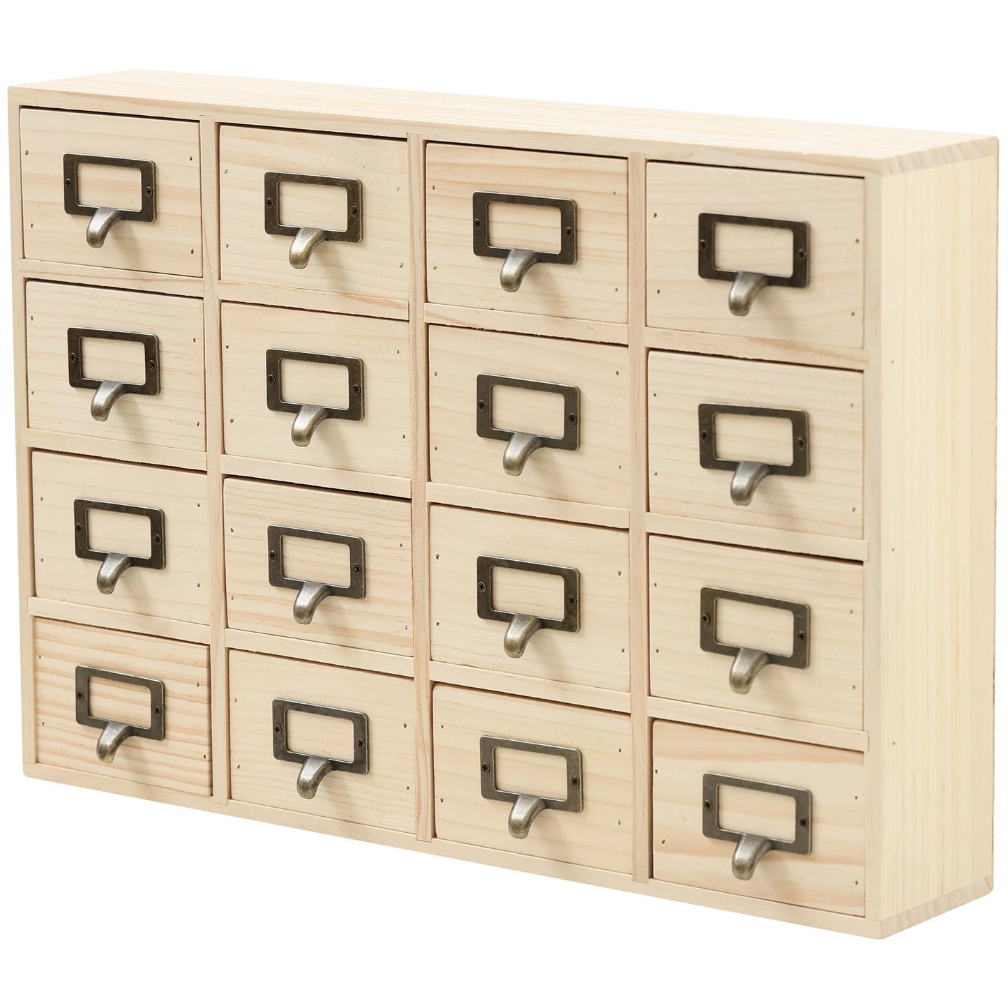 DIY Wooden Desk Organizer with Drawers – Unfinished 16-Drawer Wood Desk Organizer for Crafts, School, or Office – Customizable Wooden Apothecary Cabinet for Creative Storage – Natural Wood Finish