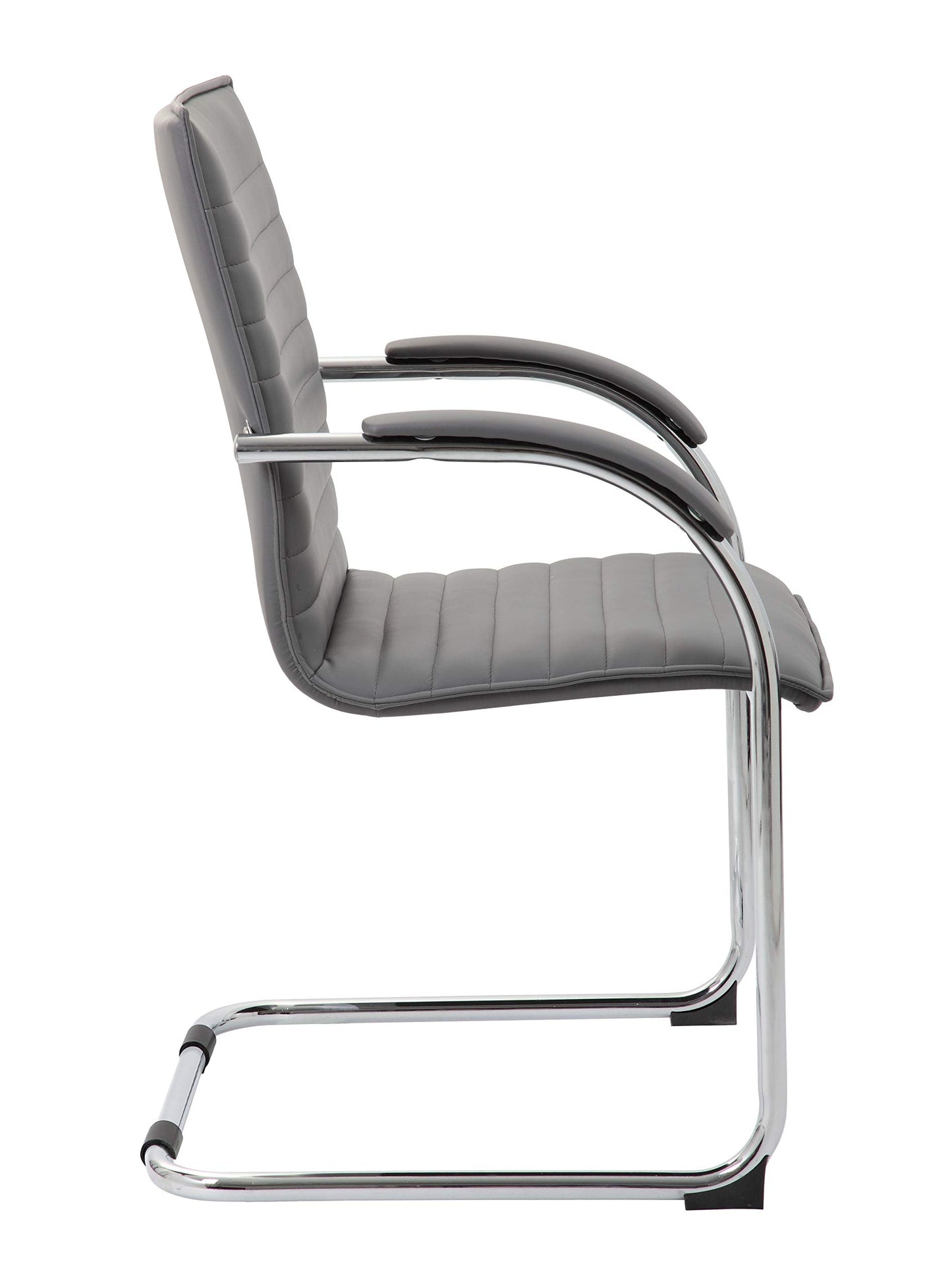 Boss Office Products Boss Chrome Frame Caressoftplus Vinyl Side Chair, (Set of 2), Gray