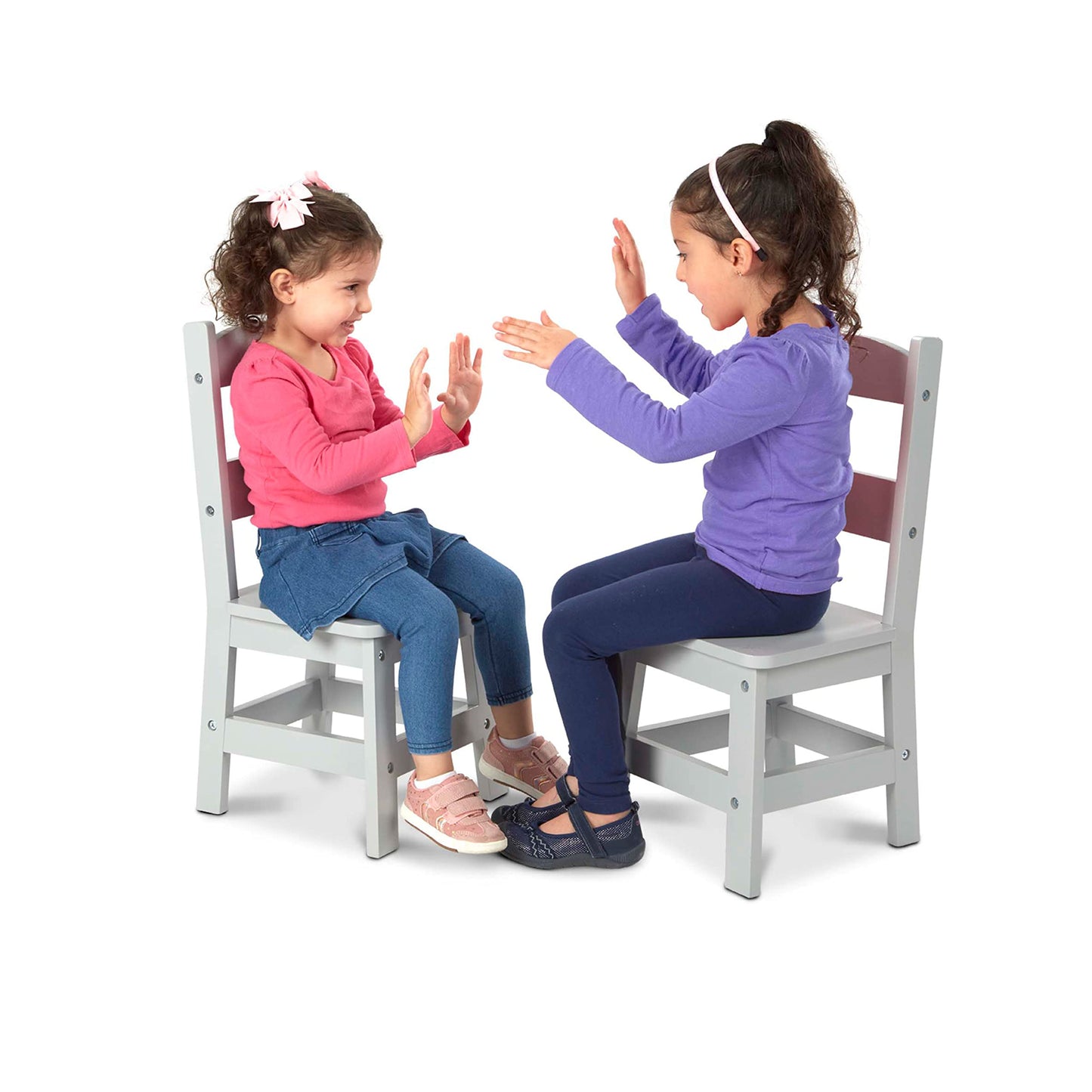 Melissa & Doug Wooden Chairs, Set of 2 - Gray Furniture for Playroom - Kids Wooden Chairs, Children's Wooden Playroom Furniture