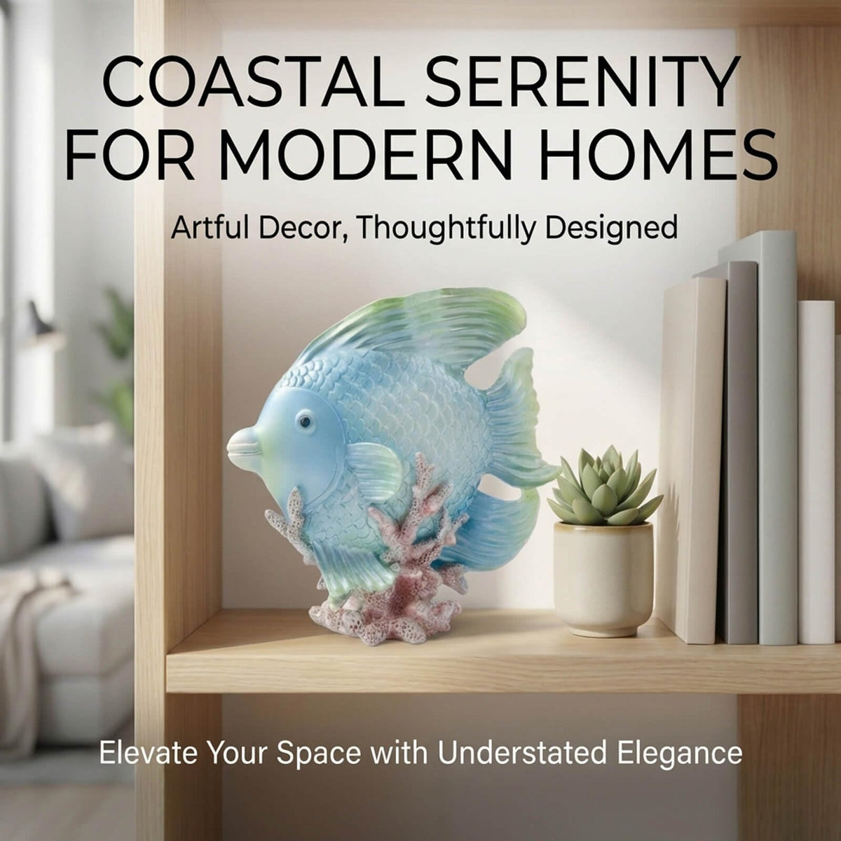 Bertork Beach Decor Angelfish Statue, Coastal Ocean Decor Sculpture