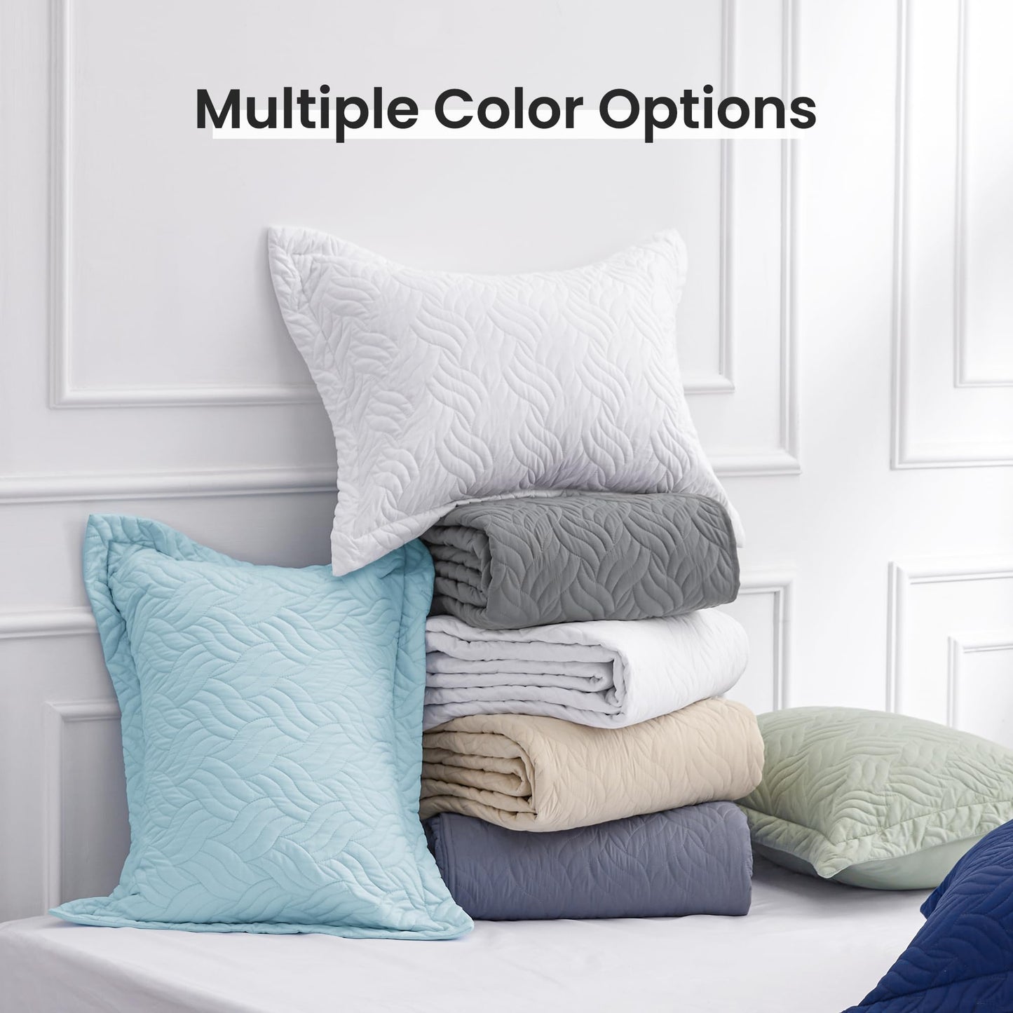 Love's cabin Quilts for Queen Bed Light Blue Bedspreads - Soft Bed Summer Lightweight Bedspread Comforter - Modern Style Wave Pattern Coverlet for All Season - 3 Pieces (1 Quilt, 2 Pillow Shams)