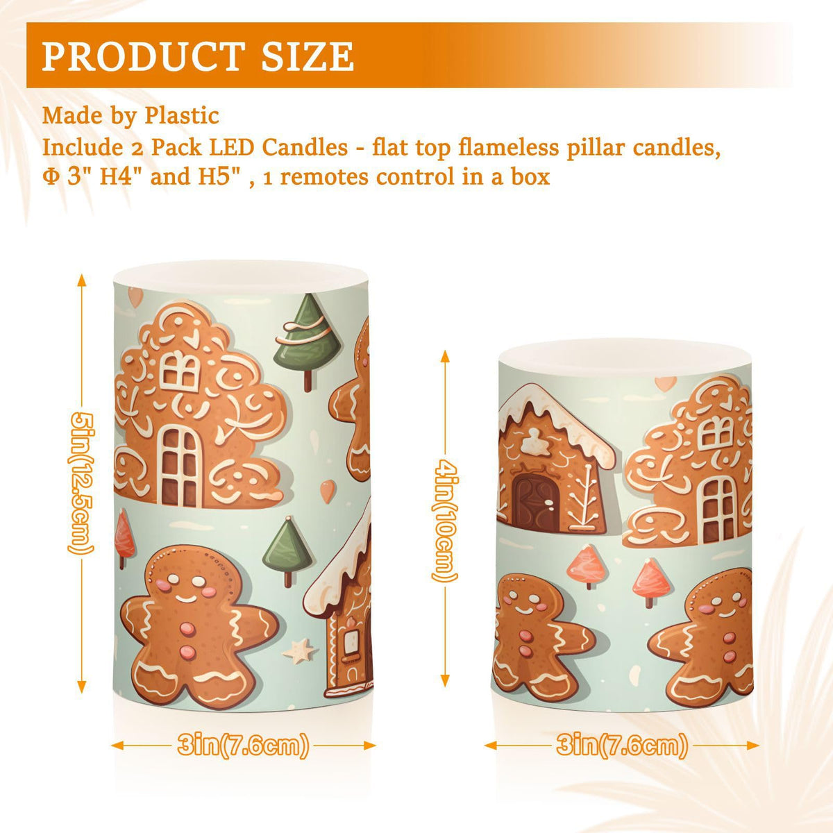 ALAZA Christmas Gingerbread House Flickering Flameless Candles Battery Operated with Remote Timer,Tea Light Candles LED Pillar Votive Candles Set of 2 for Outdoor Indoor Decorations