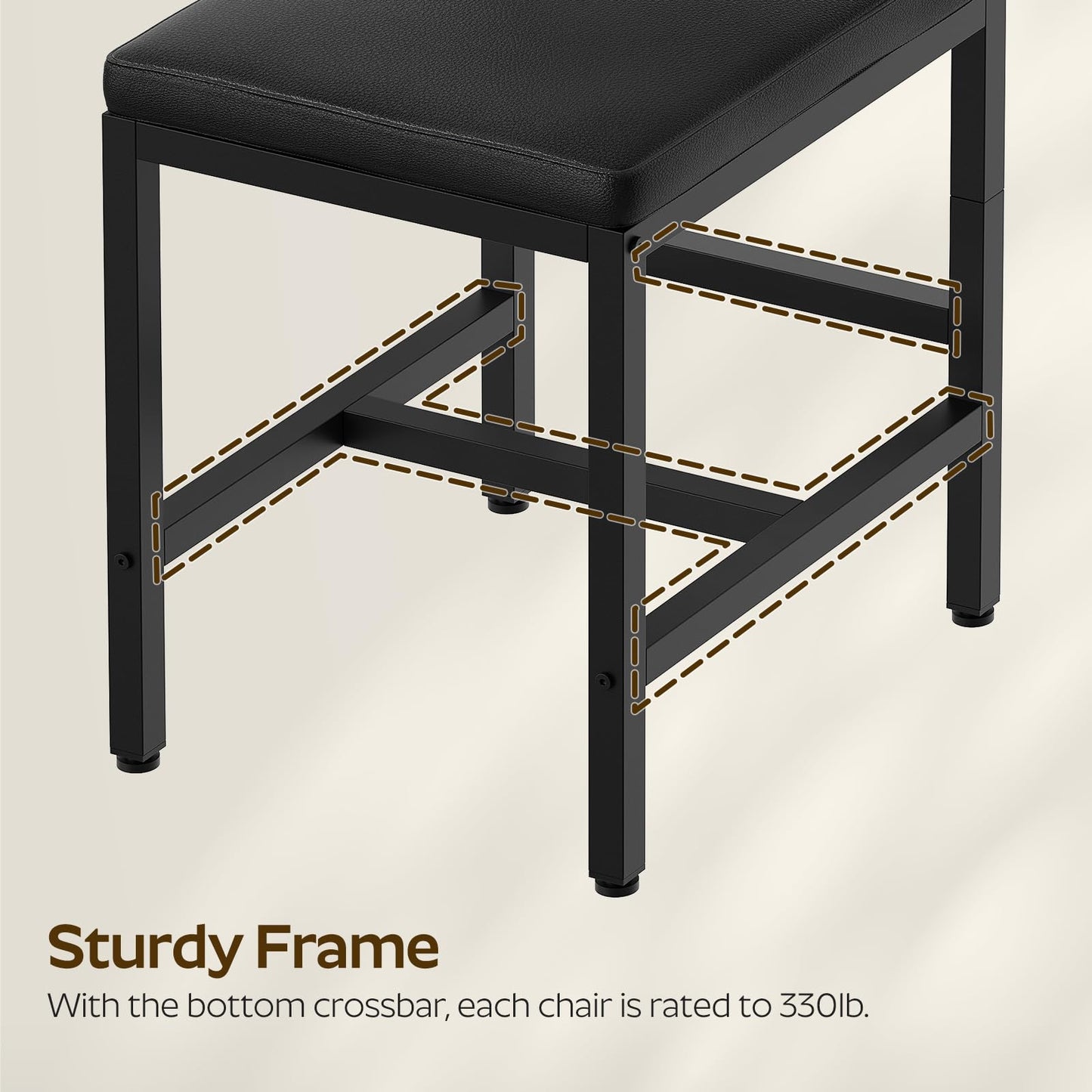 YATINEY Dining Chairs, Kitchen Chairs with Back Support, Upholstered Seat and Metal Legs, for Kitchen, Living Room, Rustic Brown and Black CY02L4BR