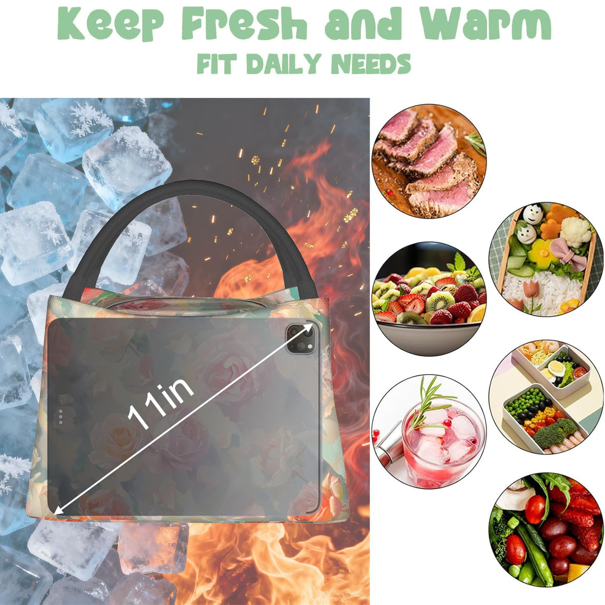 ainori Black Panther Insulated Lunch Box for Fantasy Lovers,Reusable Tote Bag with Mystical Forest,Portable Lunchbox Handbag,Makeup Bags Organizer Gifts for Work Office Travel Picnic,11x6.3x6.7in