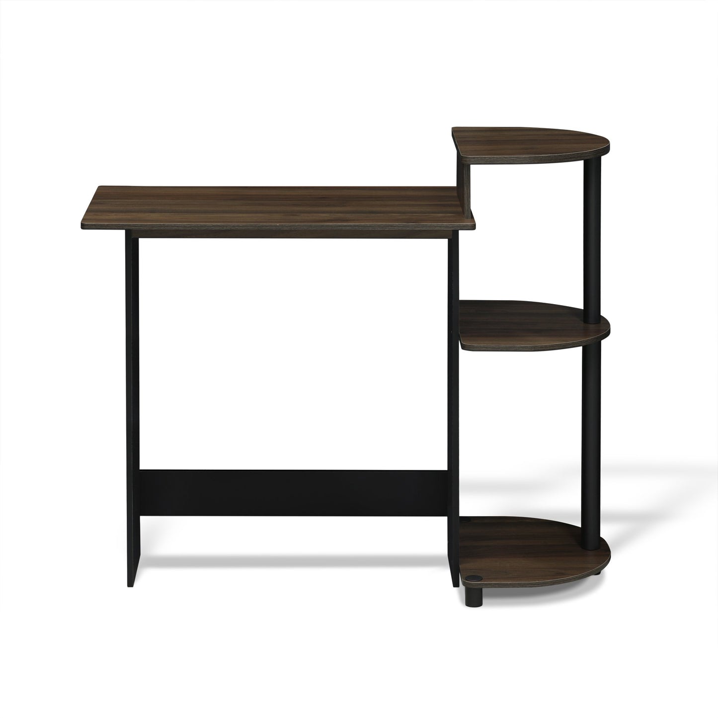 Furinno Compact 29-Inch Rustic Brown Computer Desk, Gaming Desk with Shelves, Office Desk with Book Shelf, for Home Office, Study Room, Dorm, Bedroom, Brown Walnut