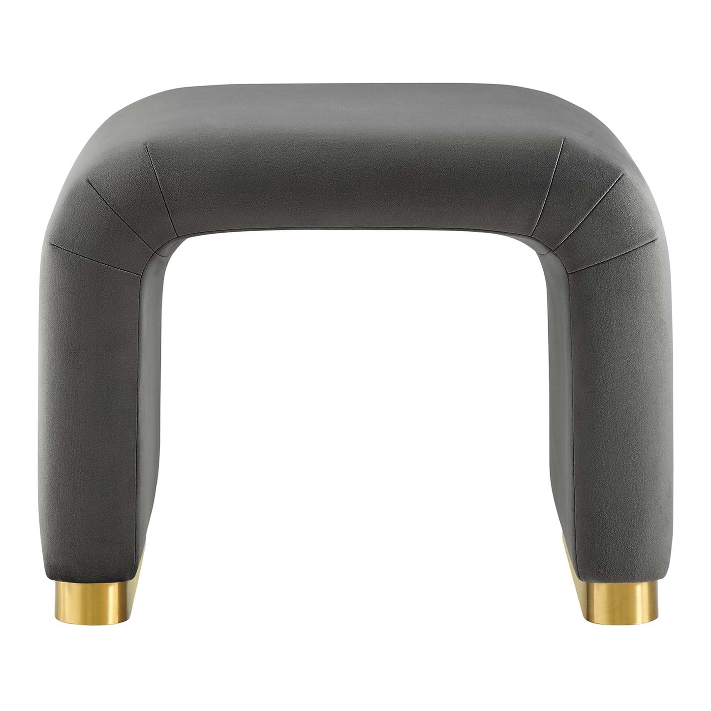 Modway Koda 24" Performance Velvet Upholstered Waterfall Stool or Side Table in Brass Storm Gray, 24 Inches