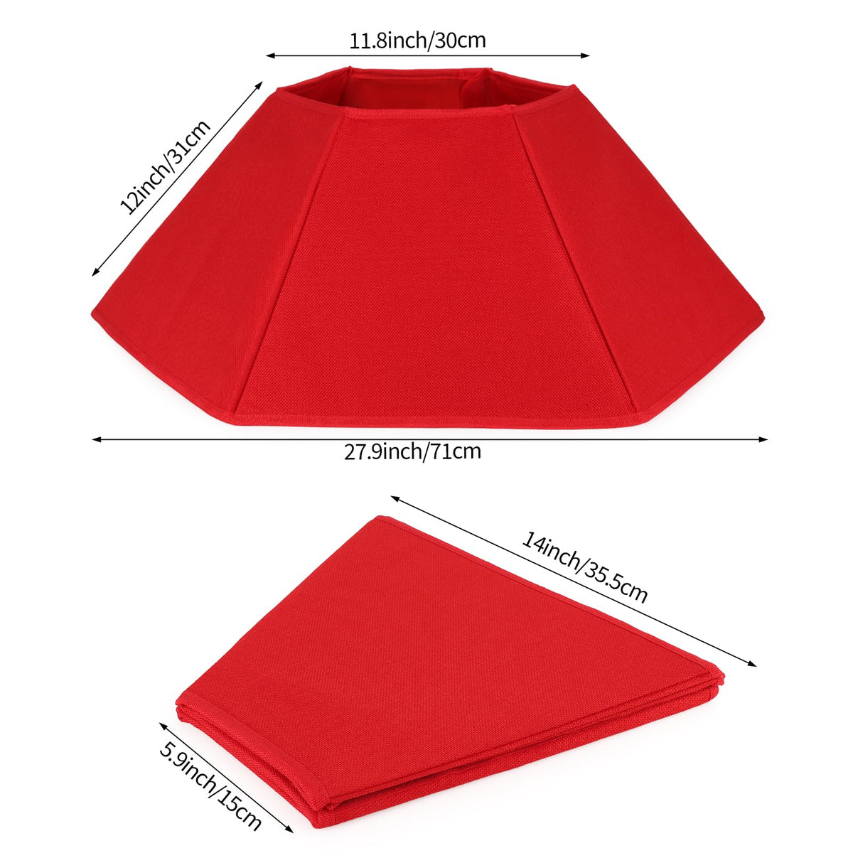 Christmas Tree Collar Red Hexagon Folable Christmas Ring Tree Skirt for Artificial Trees Base Stand Cover Xmas Trees Decoration