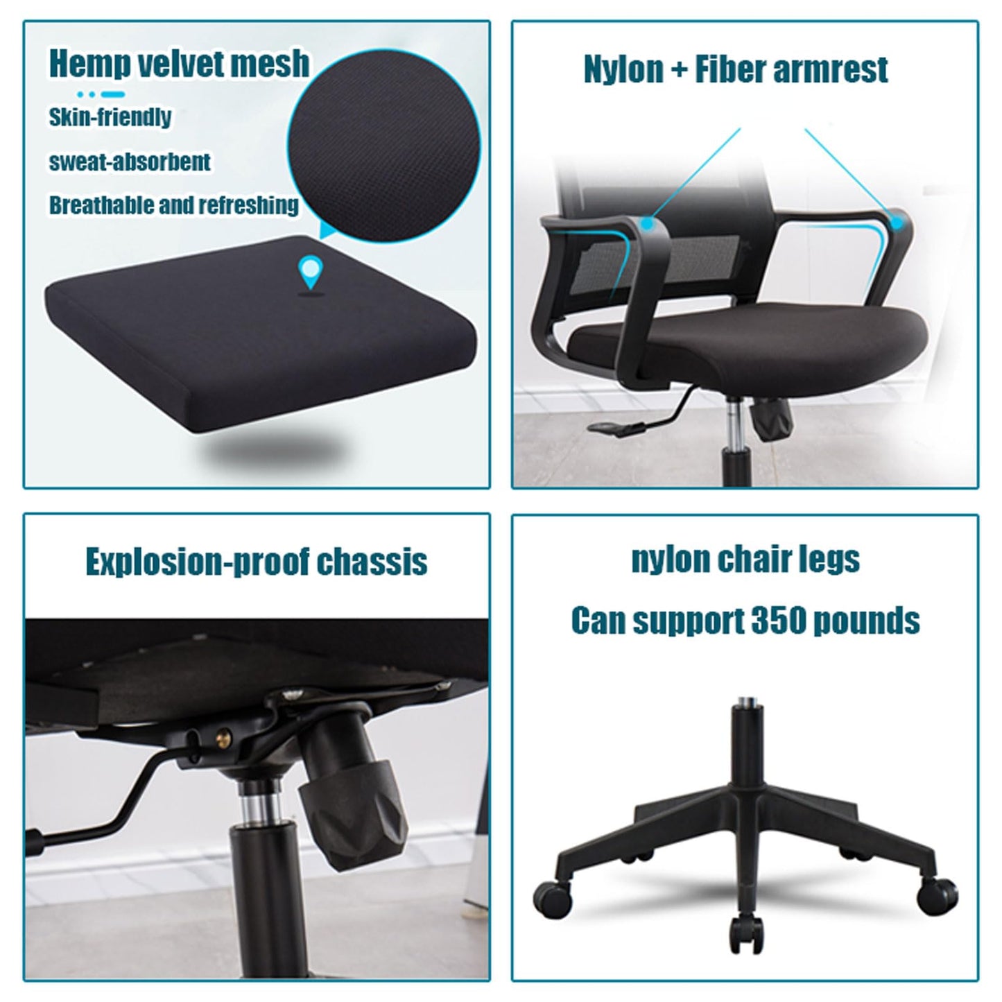 Mid Back Office Chairs Cantilever Desk Chair Ergonomic Mesh Meeting Chair with Lumbar Support, Sled Base,No Wheels Armchair for Meeting Boardroom Visitor Reception