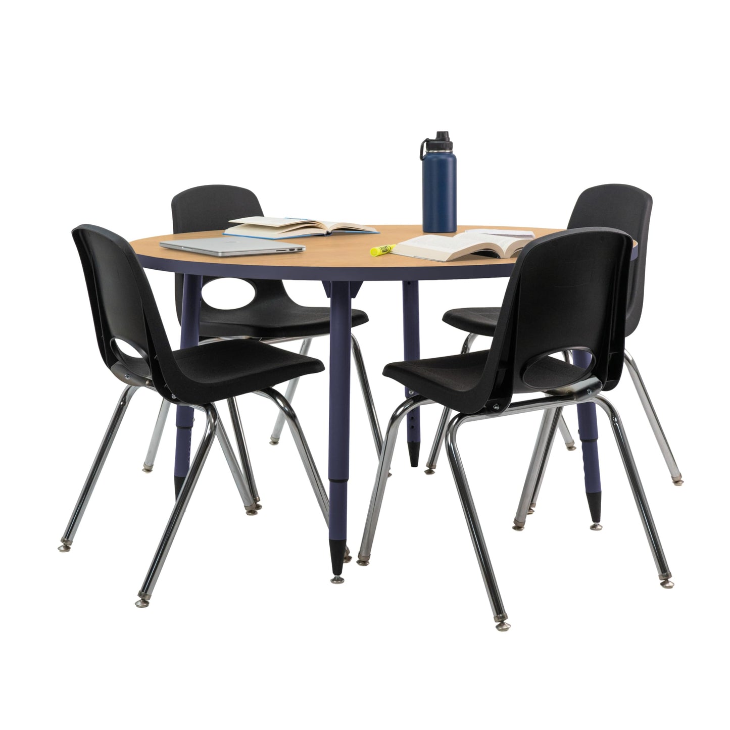 Adapte Commercial Classroom Activity Table - 48" Round, ADA Compliant Tapered Legs with Glides & Casters, Adjustable Height 22-34" Wheelchair Accessible, School & Office Furniture