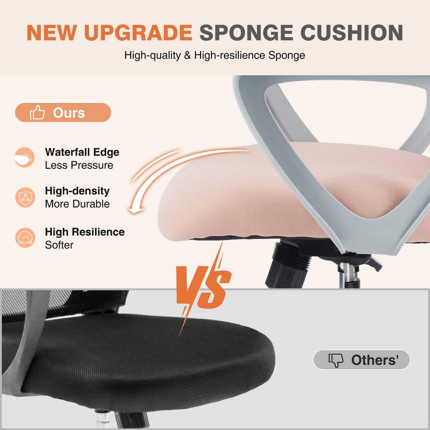 Sweetcrispy Ergonomic Mid-Back Mesh Home Office Desk Chair with Wheels, Managerial Executive Chair with Lumbar Support, and Comfortable Armrests for Home, Bedroom, Study, Office, Pink