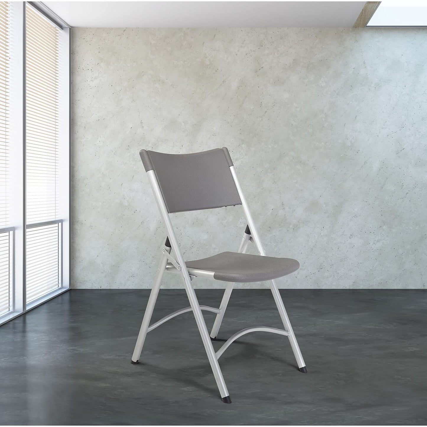 National Public Seating Indoor Outdoor Set of 4 Heavy Duty Blow Molded Folding Chair, Charcoal Slate Plastic