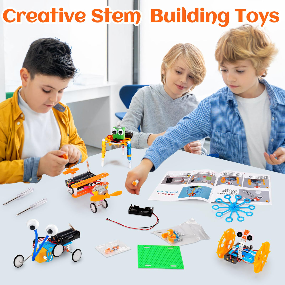 STEM Robotics Kit 6 Set Science Experiments Project Activities Toys for Kids 4-8 8-12 Engineering Building Electronic Motor Robot Kid Craft Boy Girl 5 6 7 8 9 10 12 Year Old Outdoor Toy