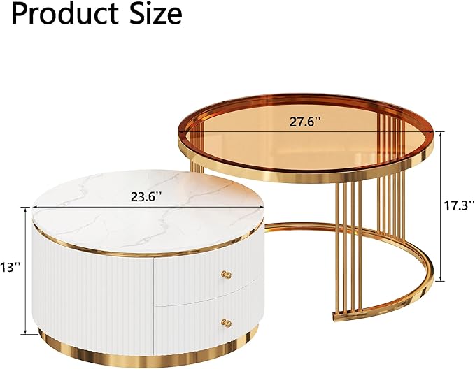 Merax 2-Piece Round Nesting Coffee Table Set