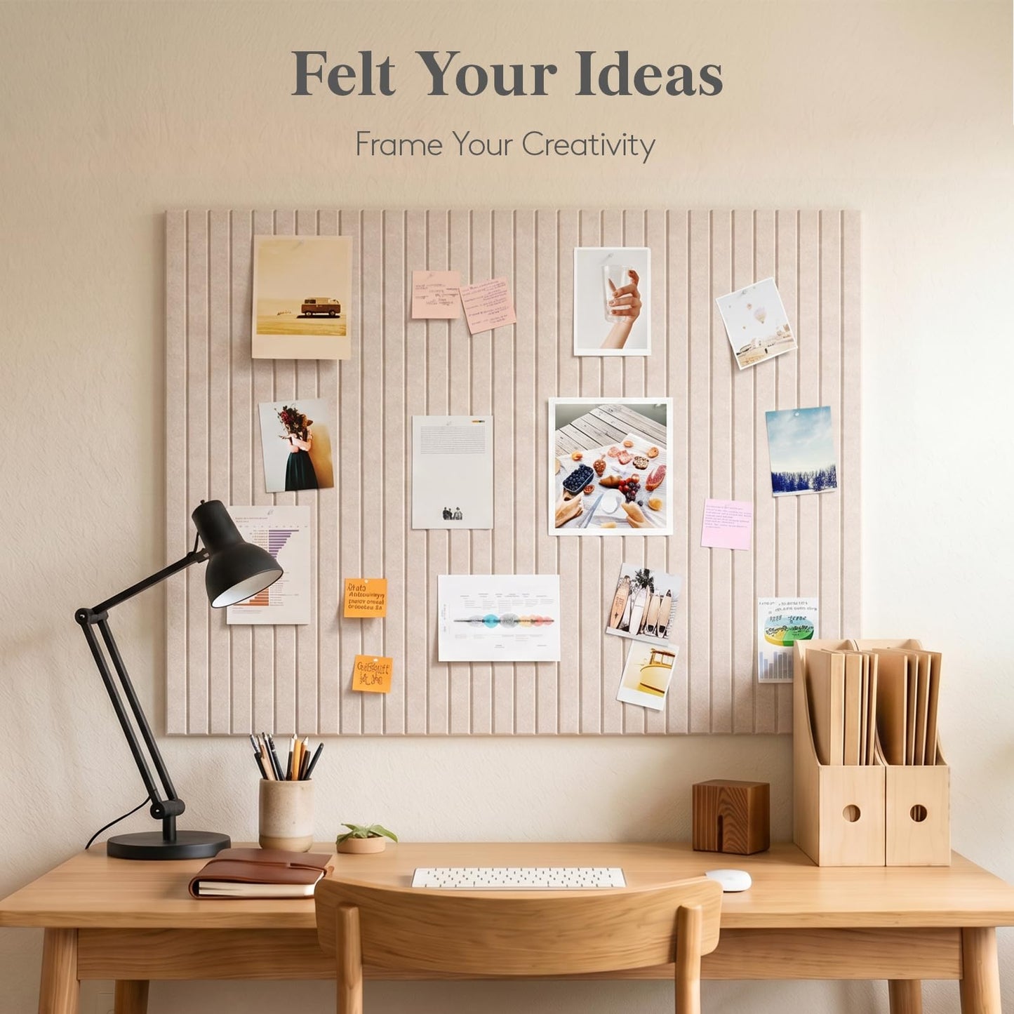 Lifewit Felt Slatted Bulletin Board, 12 Pack Self-Adhesive Panel, 48"x 36" Total Size, Cork Board Alternative, Pin Message Board with 30 Pushpins for Room and Office Decor, Home, Dorm, Gray