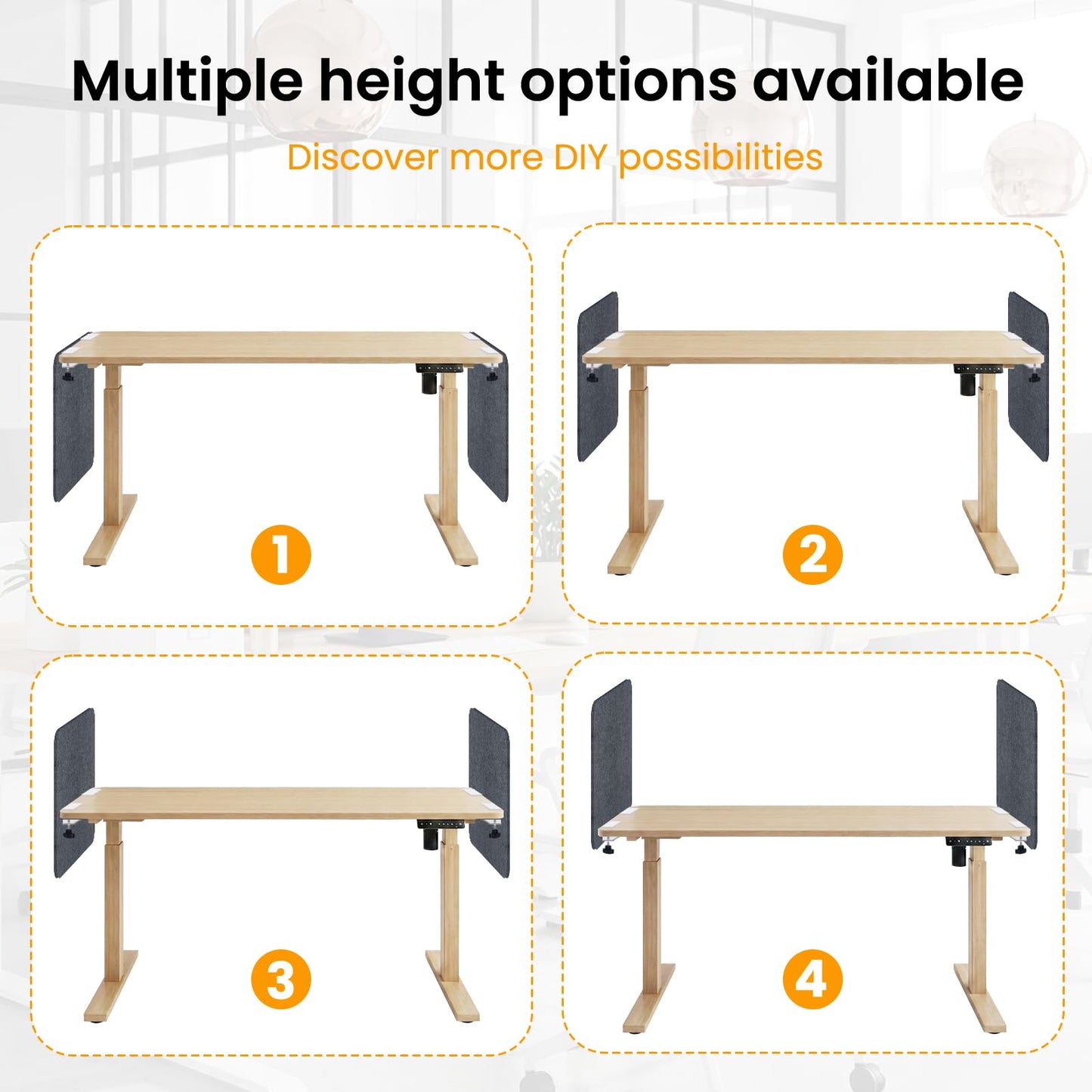 Desk Divider, Clamp On Felt Desk Privacy Panels, Acoustic Sound Absorbing Desk Partition for Office Desk, Reduce Distractions, Dark Gray, 1 Pack, 24 x 24 in