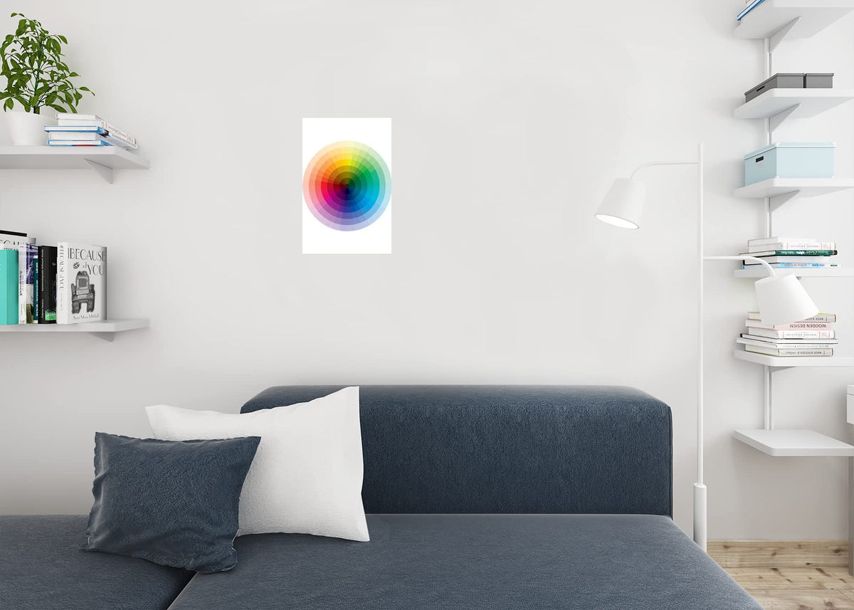 Laminated Full Spectrum Color Wheel Circle Chart Poster Graduation from Black to White to Rainbow Colors Diagram Educational Reference Poster Dry Erase Wall Art 12x18