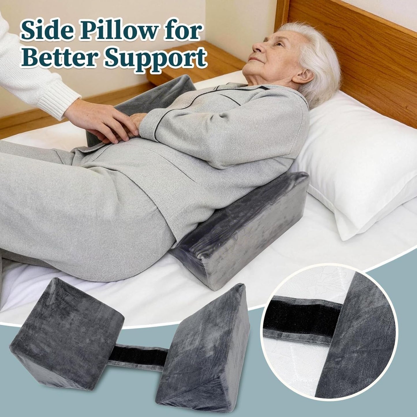 CRAURU Patient Turning Device, U-Shaped Bedridden Turnover Pillow with Strap & Back Support Cushion for Bedsore Pressure Relief, Elderly Nursing Bed Ridden Patient Supplies