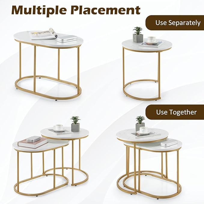 Giantex Modern Nesting Coffee Table Set of 2, Coffee Table & End Table Sets