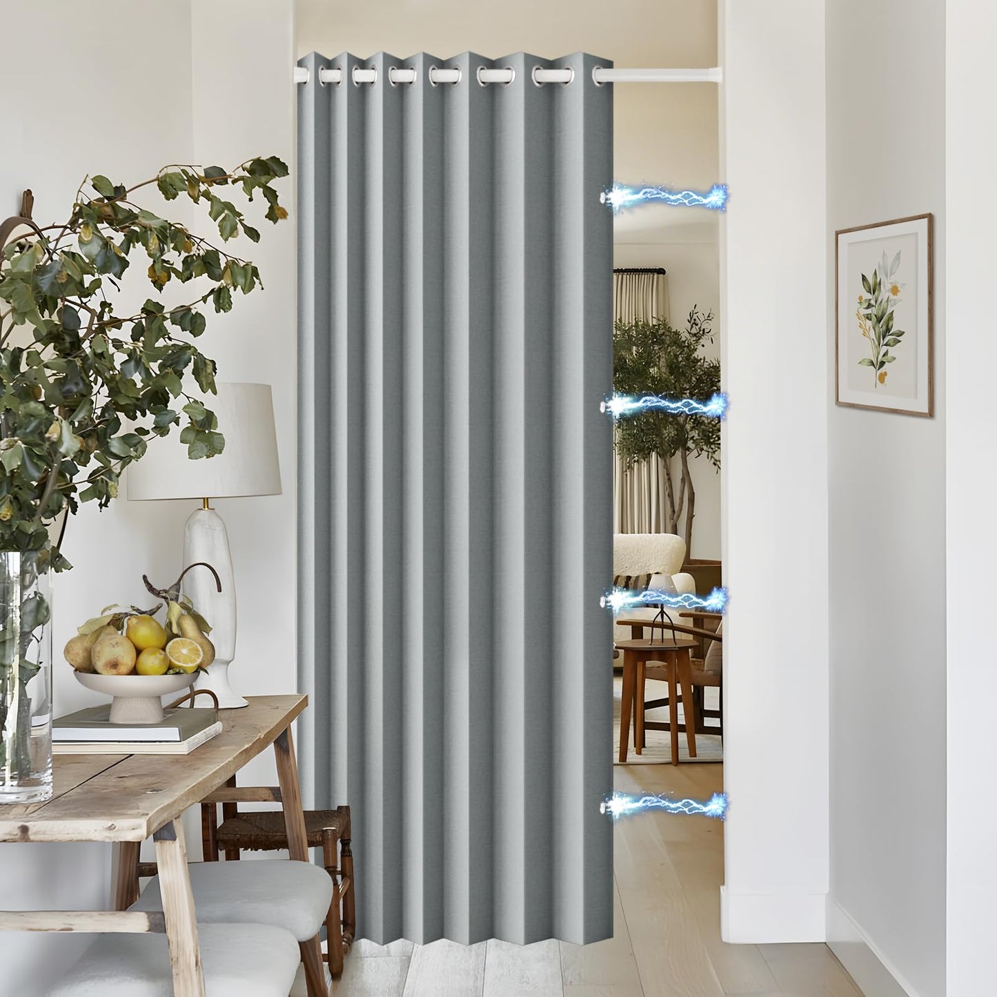 HMYI Faux Linen Pinch Pleated Style Look Blackout Curtains & Drapes 96 Inch Long Bedroom/Livingroom Farmhouse Curtains, 1 Panel, W52 x L96, Grey