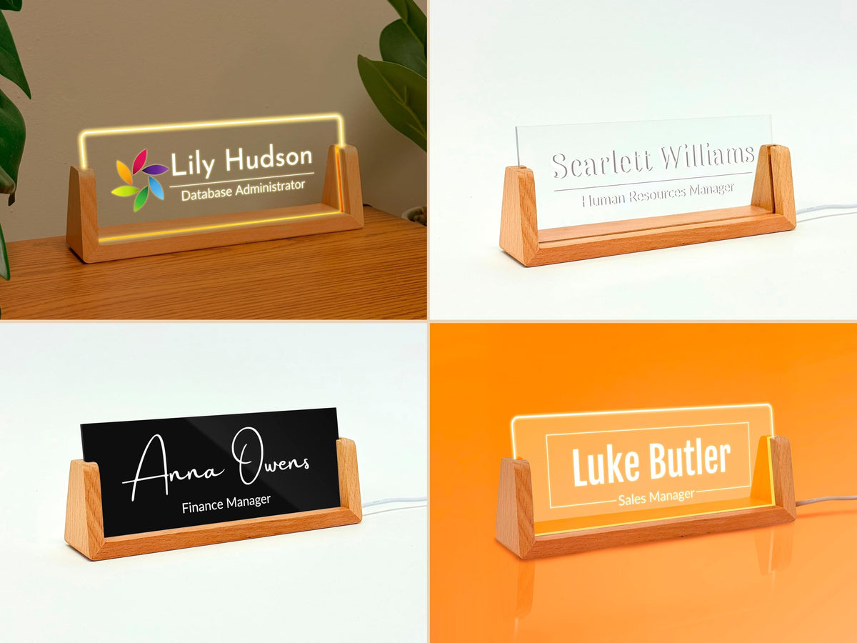 Personalized Business Gift Desk Name Plate - Office Gift for Coworker, Boss, or Manager Custom LED Name Plate Office Decor for Women or Men, Valentines Day