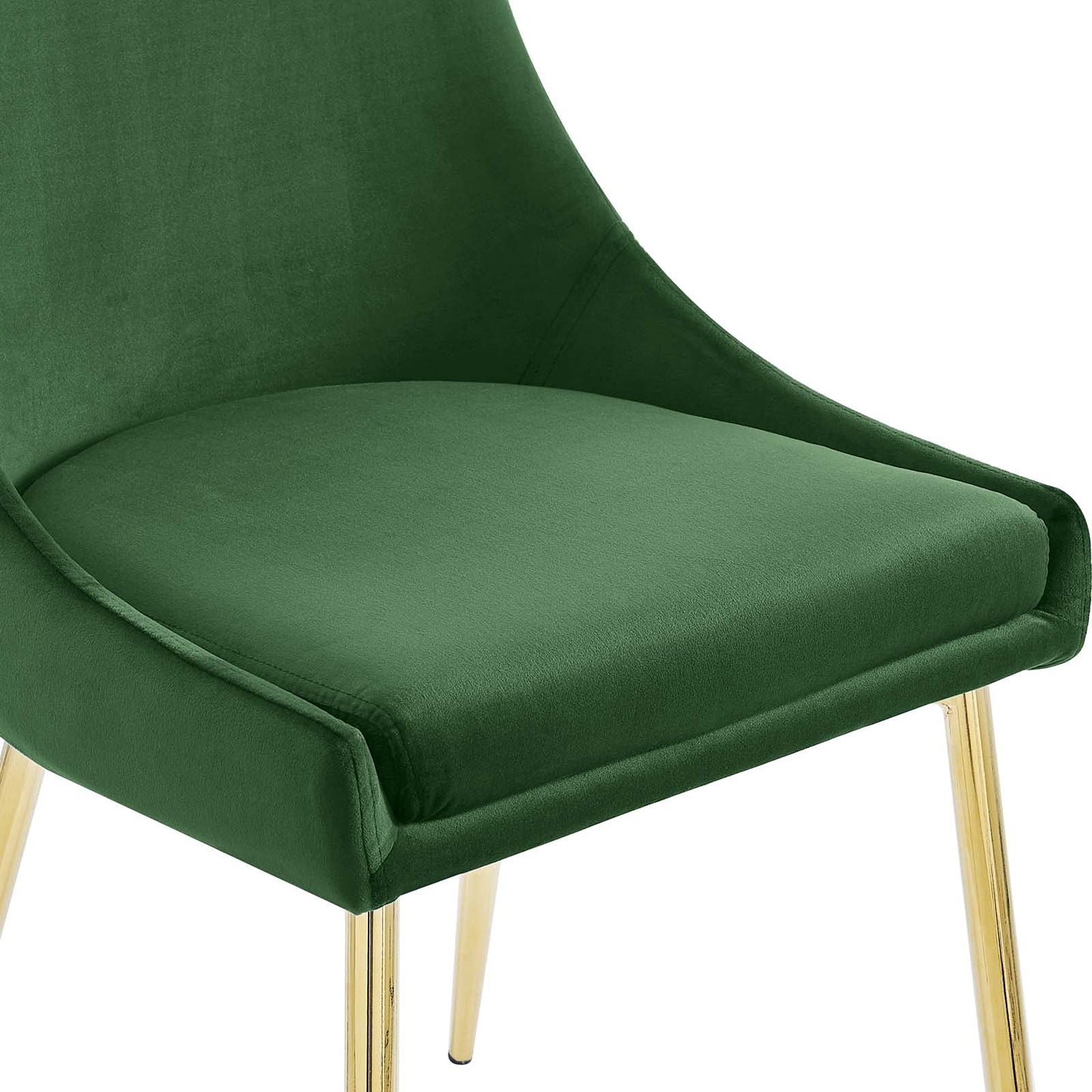 Modway Viscount Performance Velvet Upholstered Side Dining Chairs in Gold Emerald - Set of 2
