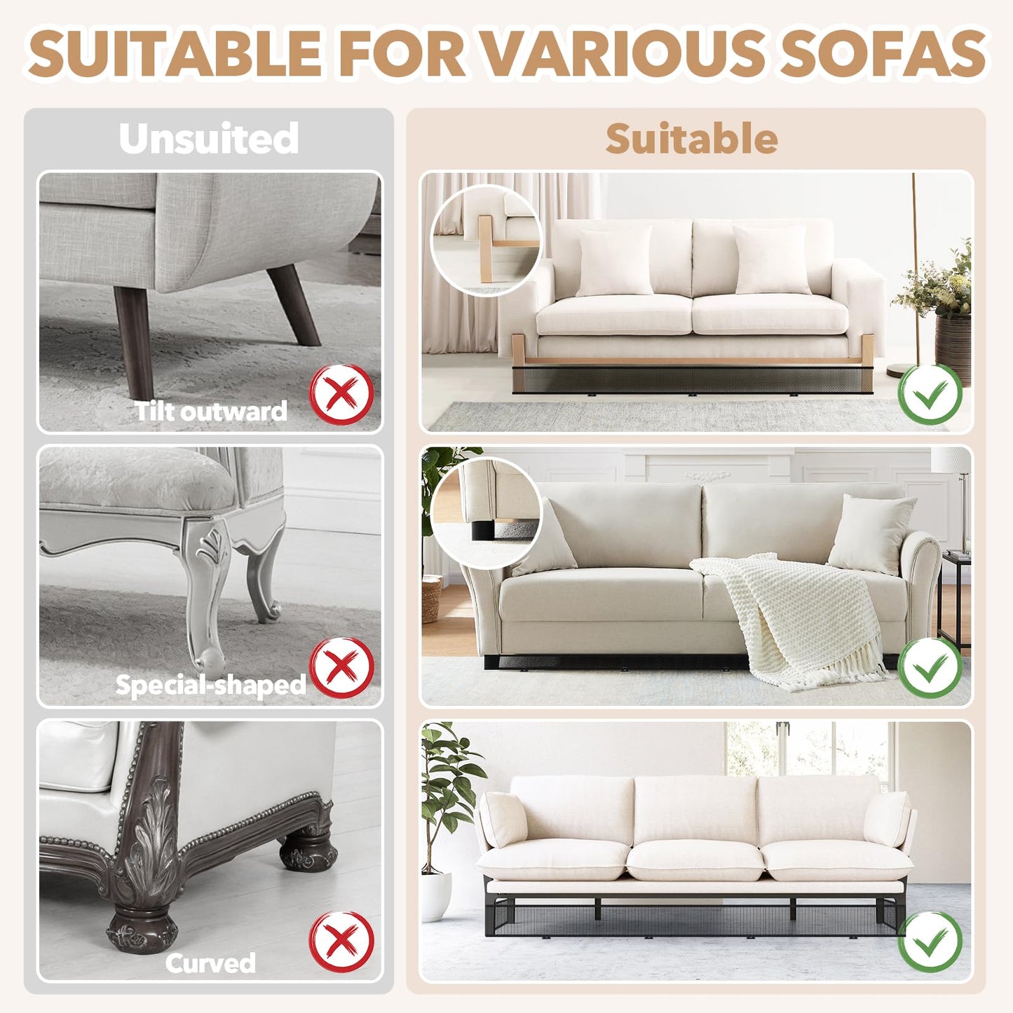 sunoyar Under Couch Blocker, L394 x H3