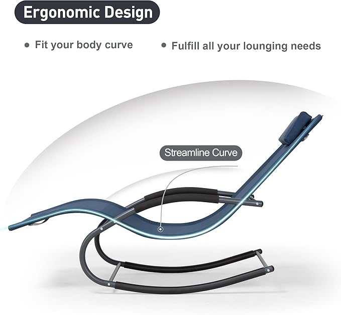 Outdoor Lounge Chair with Pillow, Pool Chaise Lounge Chair Set of 2