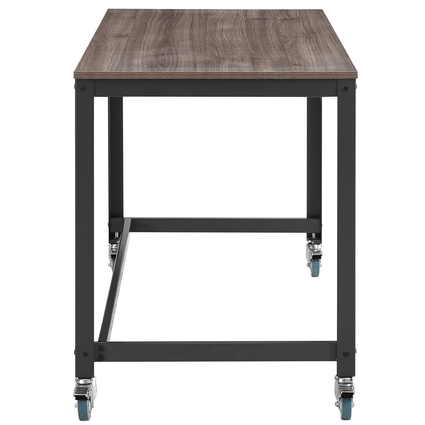 Modway Vivify Industrial Modern Computer Office Desk With Locking Casters