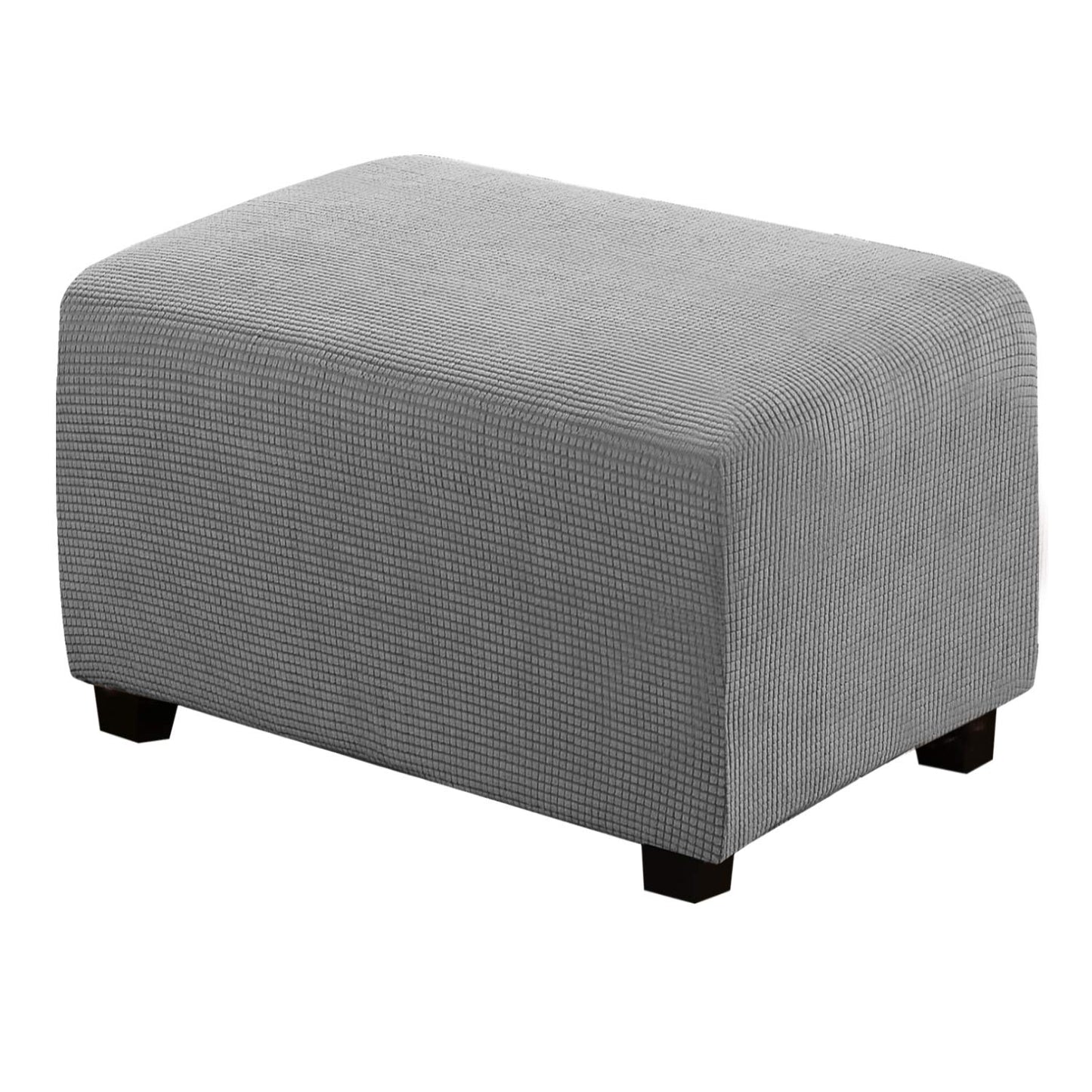 H.VERSAILTEX Ottoman Cover Slipcover Rectangle Fit Length 29"-34" Footrest Sofa Slipcovers Stool Cover Footstool Protector Covers Feature Stretch Thick Soft Jacquard Fabric Removable Washable - Dove