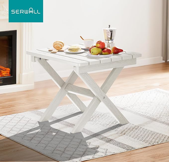 SERWALL Folding Outdoor Side Table Set of 2, Portable Adirondack Side Table