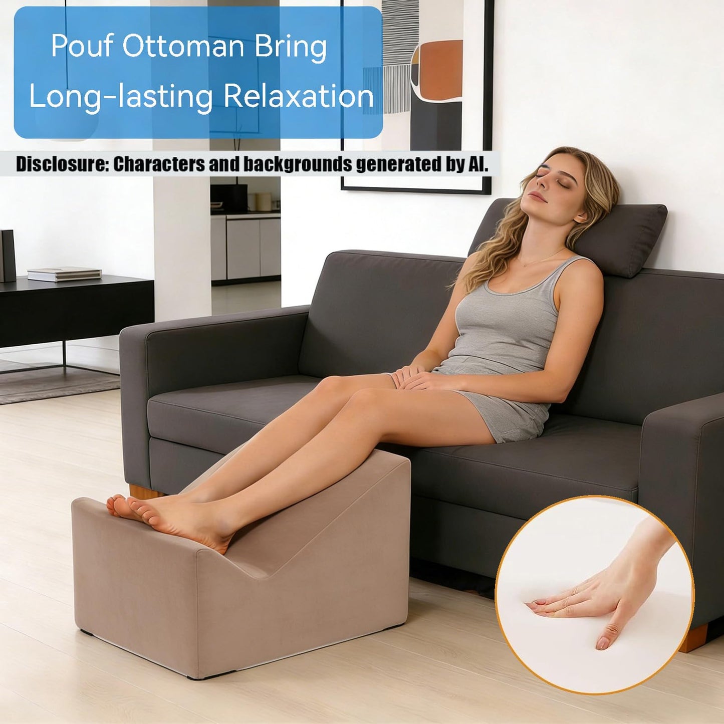 OpyTikar Version that Modern Pouf Ottoman,with Washable Cover.Relax Stool,Floor Poufs for Couch,Foot Rest for Under Desk at Work.for Living Room,Bedroom,Patio,Perfect to Rest Your Feet (Brown)