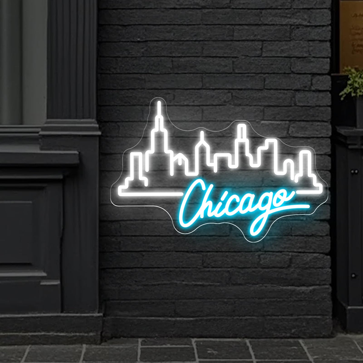 City Light Chicago Neon Sign, Skyline Neon Light, Home Wall Office Decor, Chicago City Led Sign, City Sign for Christmas Birthday Gifts Women Gift Bar Pub Store Club Garage Home Party-White-17.3"