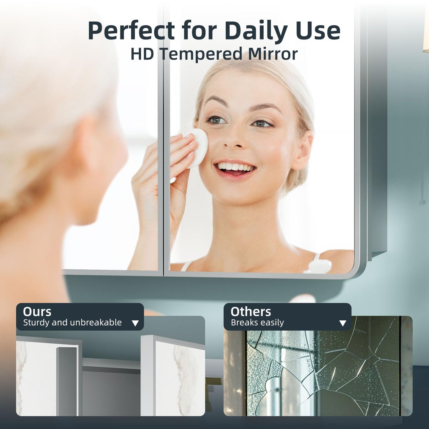 YTSMIR Bathroom Medicine Cabinet with Mirror 24x30Inch, Silver Medicine Cabinet Recessed or Surface Wall-Mounted, Mirrored Cabinets with Sturdy Metal Adjustable Shelves for Bathroom Vanity
