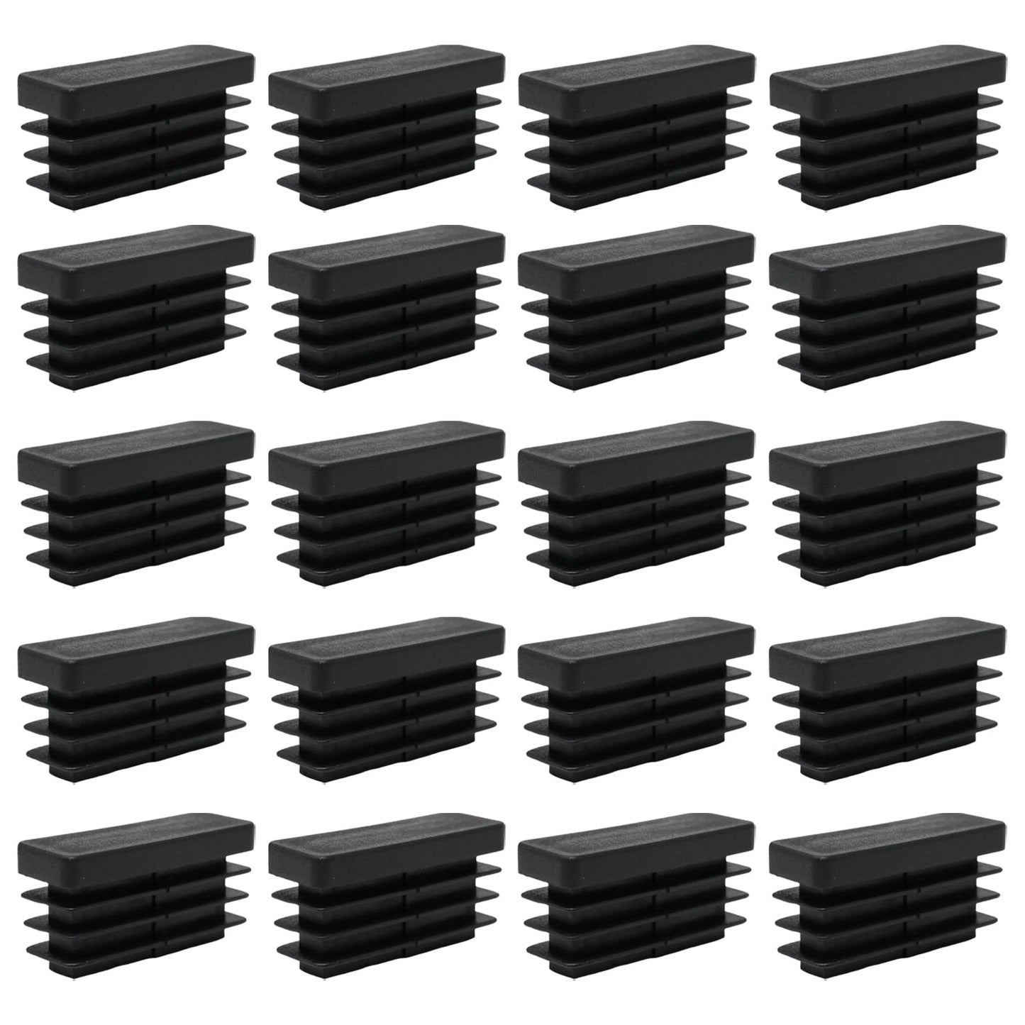 yueton 20PCS Black Rectangle Plug Furniture End Caps Plastic Rectangular Tube Plug for Furniture Foot Chair Legs