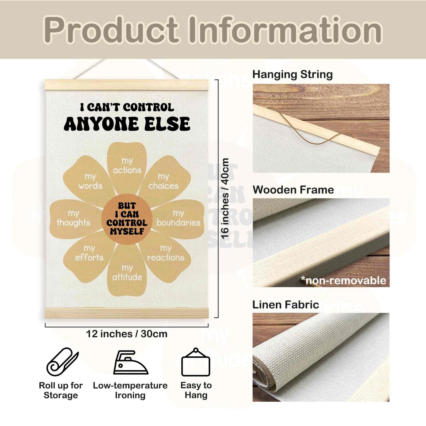 TLESKE Mental Health Classroom Poster Hanger Frame, Psychology Hanging Wall Art Room Decor for School Counselor Therapy Therapist Office, Things I Can Control Banner Print, Calming Room Decor, 12x16