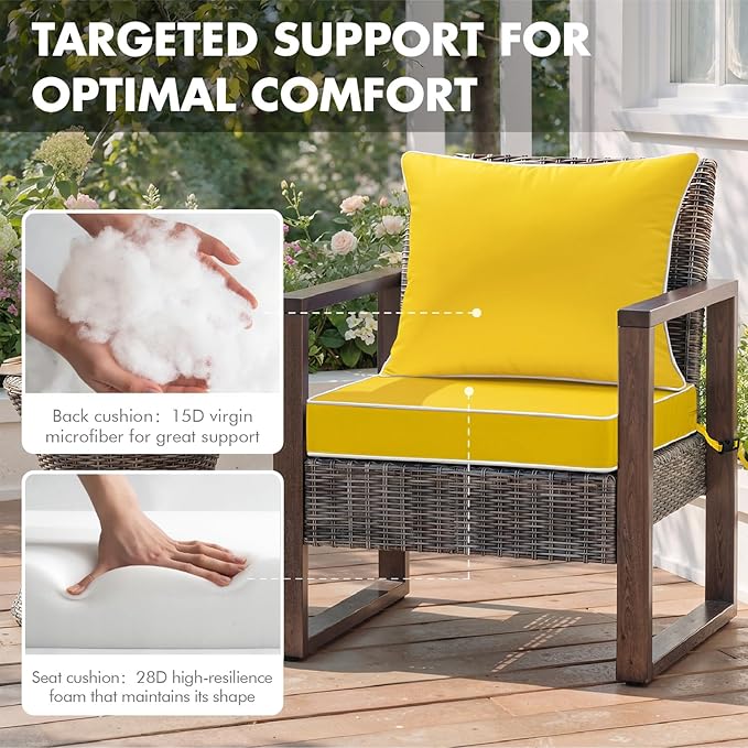 MIULEE Yellow Outdoor Seat Cushion 22x22 Inch Waterproof & 3 Year Fade