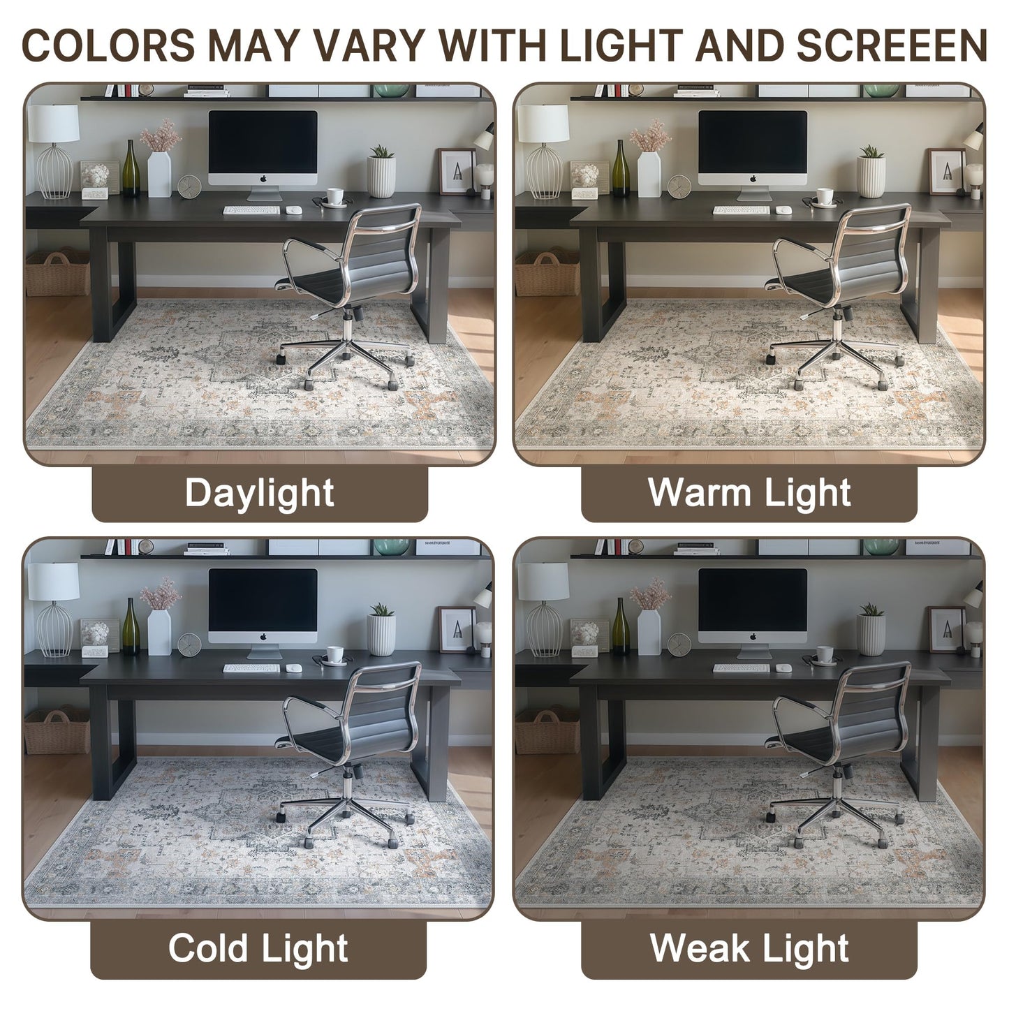 36"x48" Office Chair Mat for Hardwood Tile Floor, Under Desk Carpet Protector for Rolling Computer Chair Mat, Machine Washable Area Rug, Anti-Slip 1/5" Thick Low Pile Thin Vinyl Floor Mat, Taupe