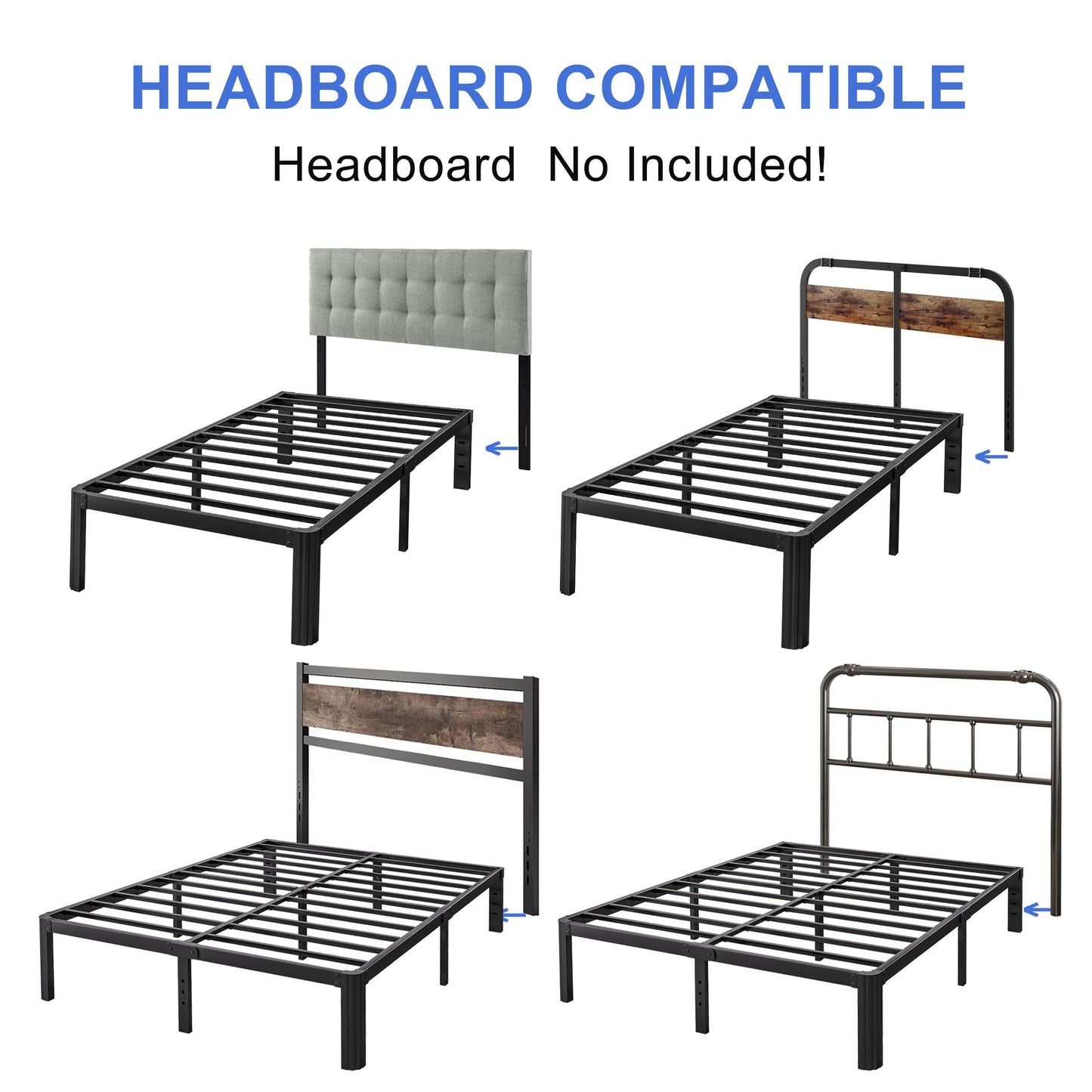 Nordicbed 14 Inch High Heavy Duty Full Size Bed Frame Metal, Platform Bed Frame Full Size No Box Spring Needed, Noise Free, Easy Assembly, Black