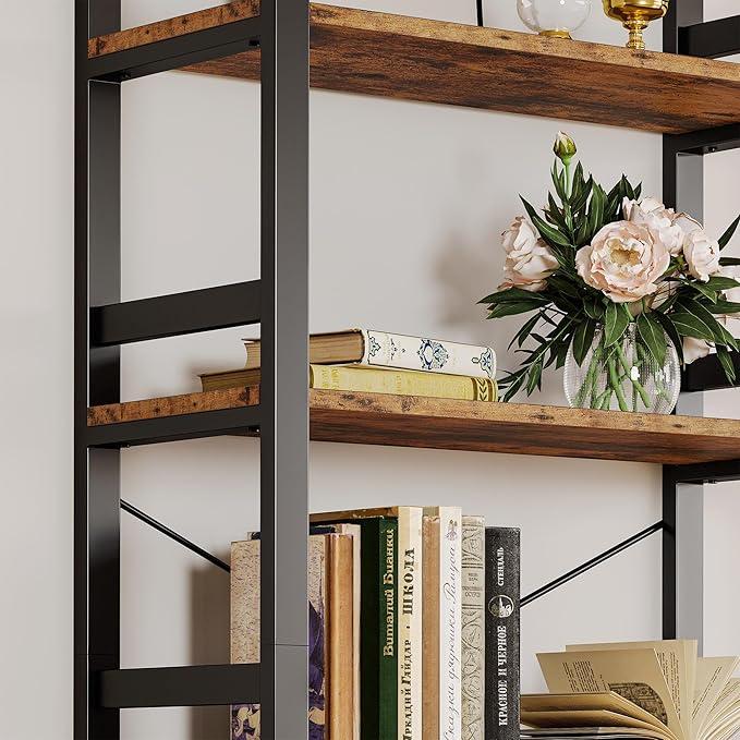 IRONCK Bookshelf, 31.5in Wide Shelf 6 Tier Bookcase, 110lbs/shelf Vintage