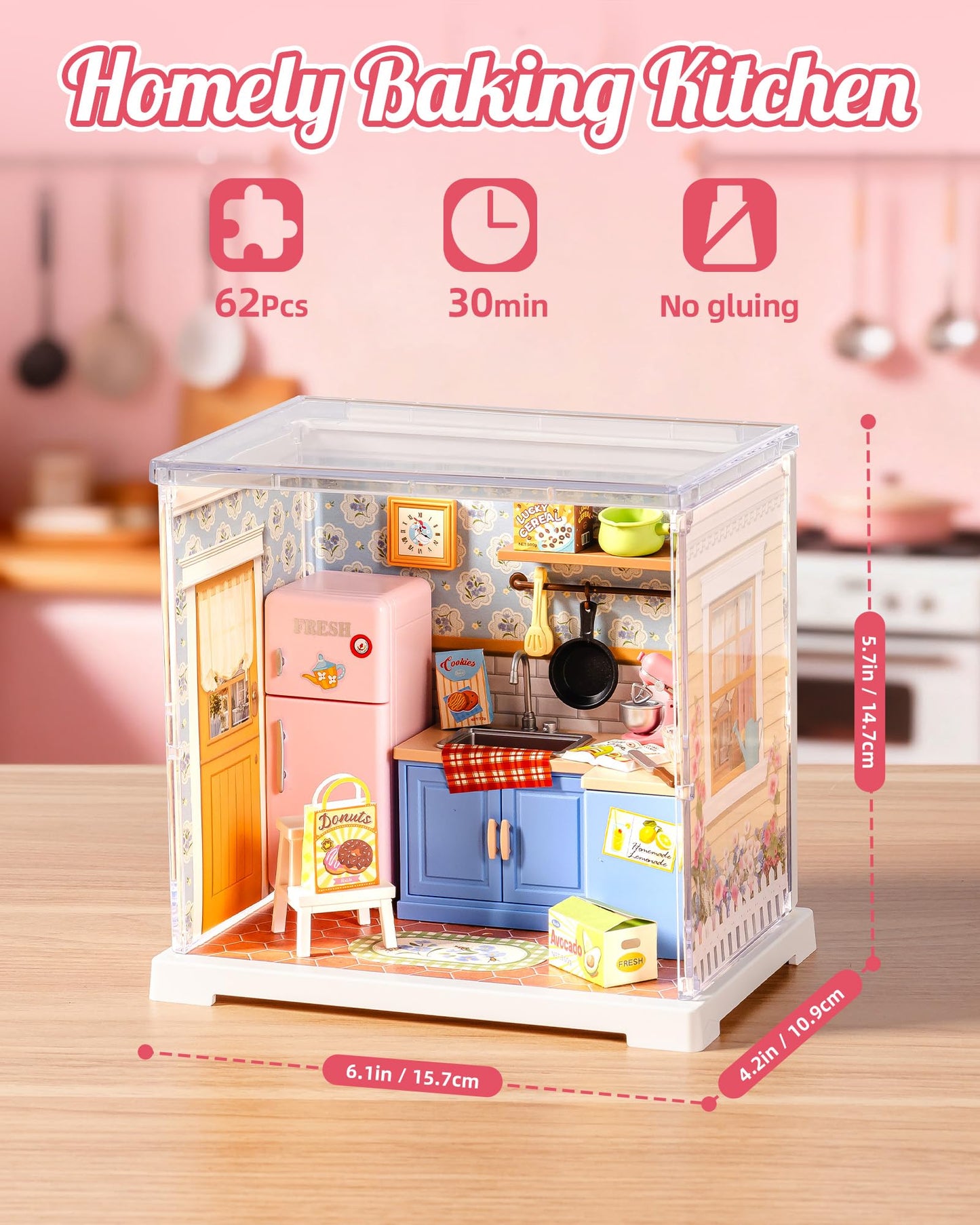 Rolife Super Creator Mini Series, DIY Plastic Miniature Kits Retail Store Series, Mini Model House Building Set for Teens Aged 14+, DIY Crafts/Hobbies for Adults (Homely Baking Kitchen)