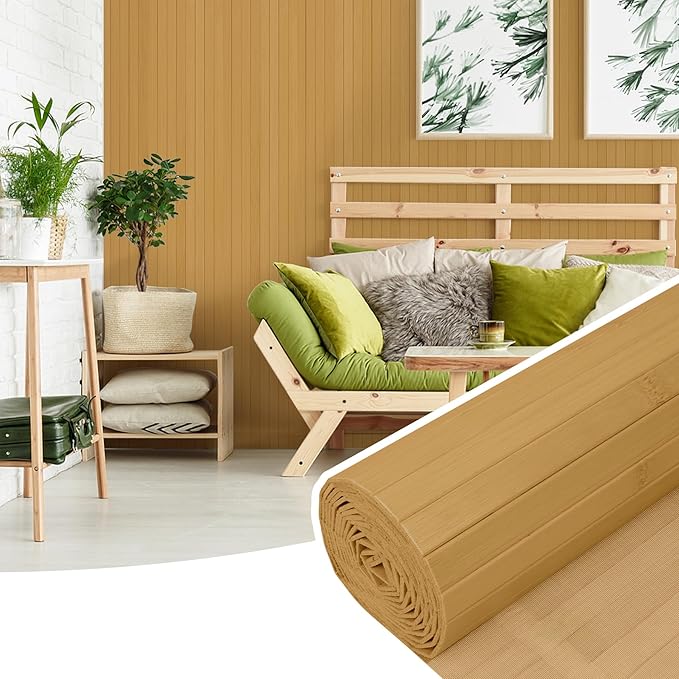 Bamboo Wall Panel for Interior Wall Decor, Renewable Pole Wrap Wainscoting Roll