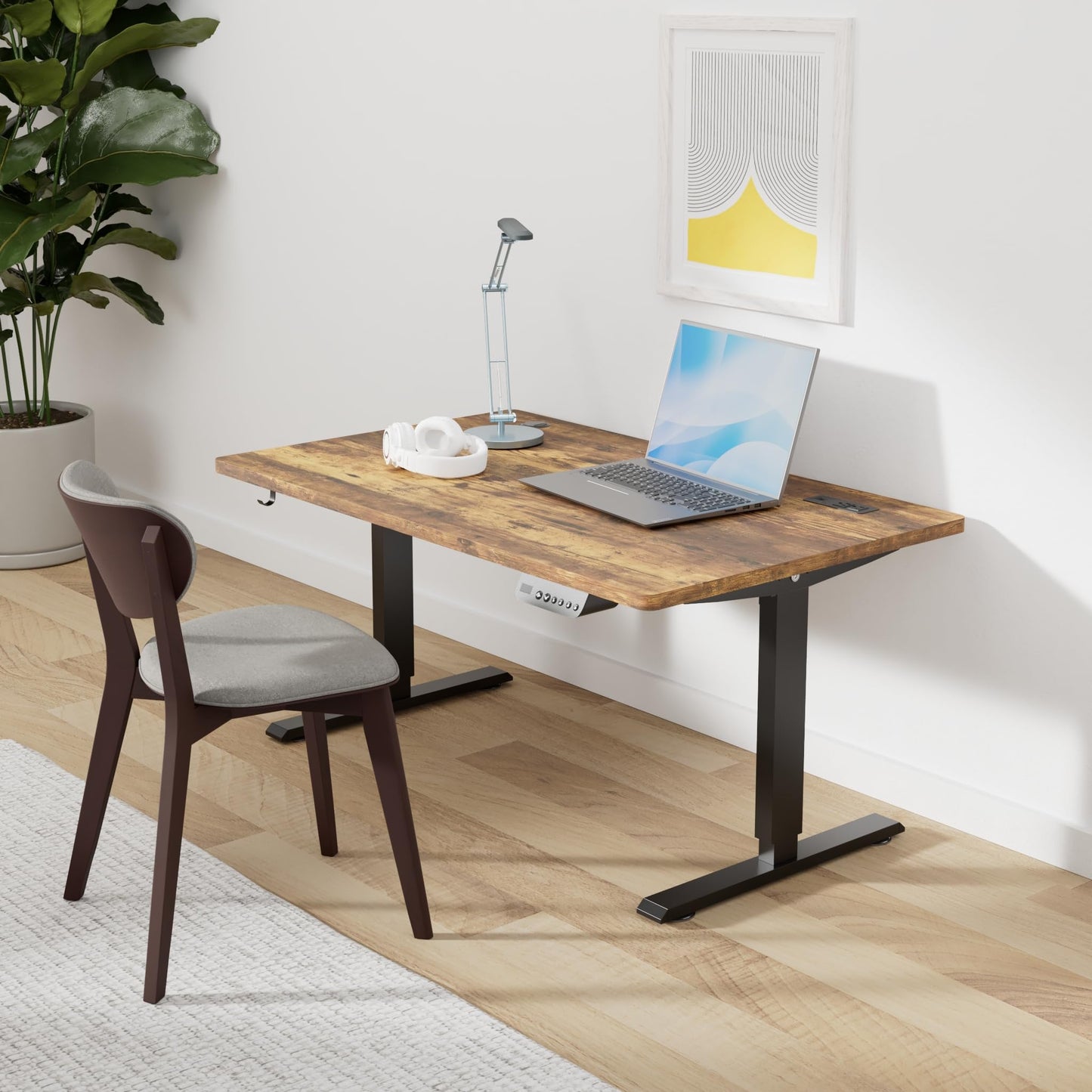 COMHOMA Small Standing Desk Adjustable Height & Tiltable Tabletop, Mobile Stand Up Desk for Laptop, Portable Computer Table for Home Office Work and Walking Pad Treadmill, Height 30.7"-46.4", Tan