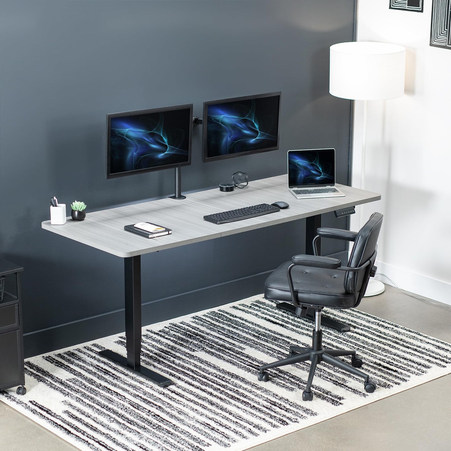 VIVO Electric 71 x 30 in Dual Motor Sit Stand Desk, Memory Height Adjustment, 2B Series, Dark Gray Top Black Frame, DESK-KIT-2B7G