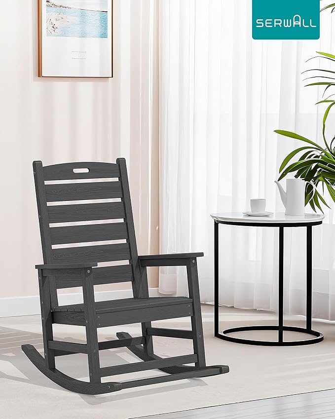 SERWALL Outdoor Rocking Chair, Oversized Rocking Chair